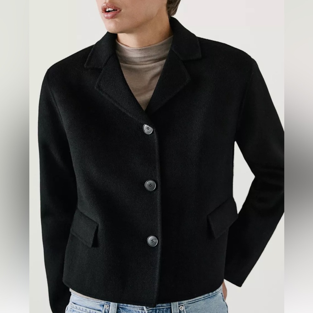 Massimo Dutti Black Wool Coat S Size New